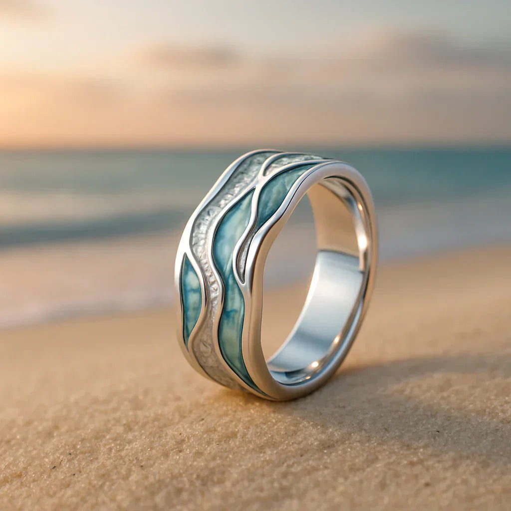 Seasilver Ripple Ring | White Gold