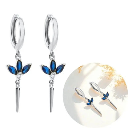 Stylish Blue Silver Earrings