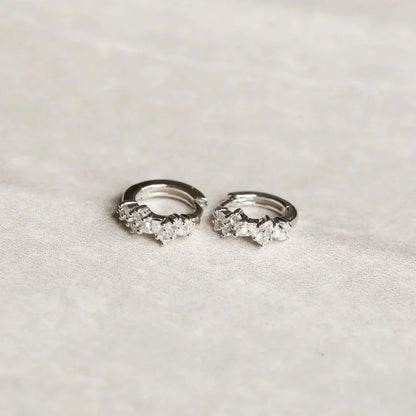 Crystal Cluster Huggies | White Gold