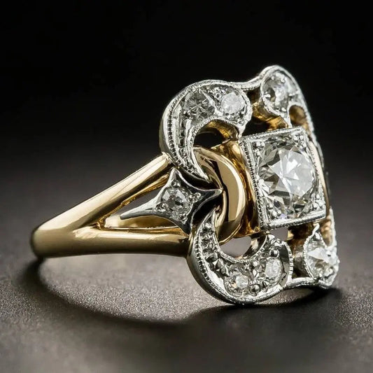 Clara™ | Vintage Zirconia Gold Ring