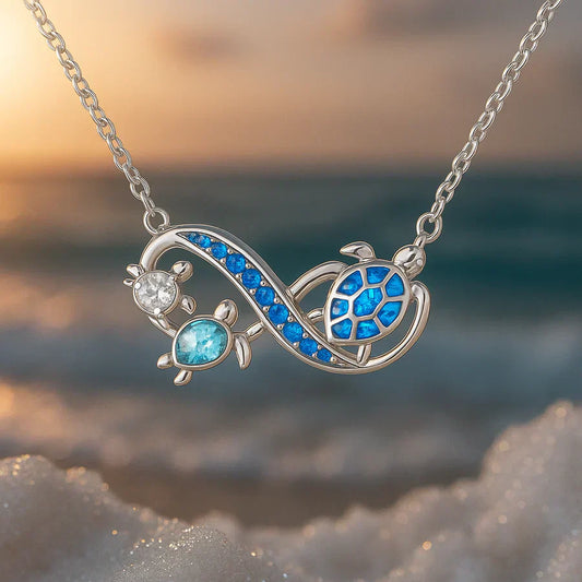 Twin Silver Turtle Necklace | White Gold
